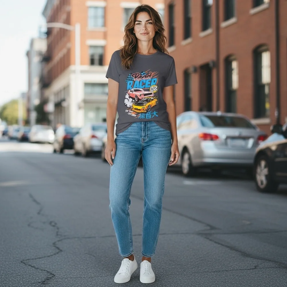 Graphic Road Racer Tee - Gray
